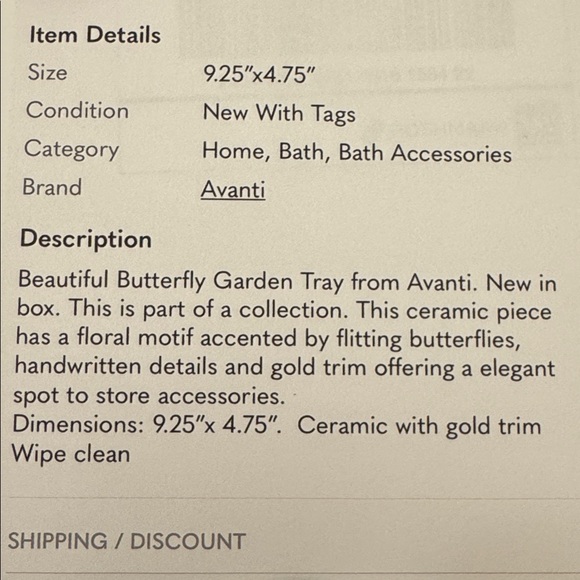 NWT Avanti Butterfly Garden Jar with Avanti Butterfly Garden Tray - Picture 12 of 13
